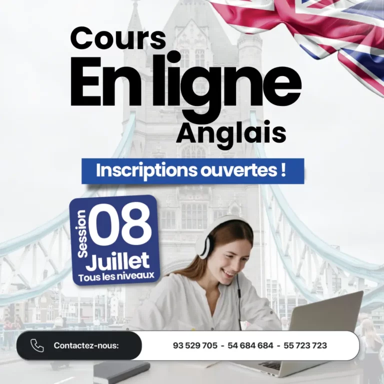 Cours anglais en ligne session été 2026